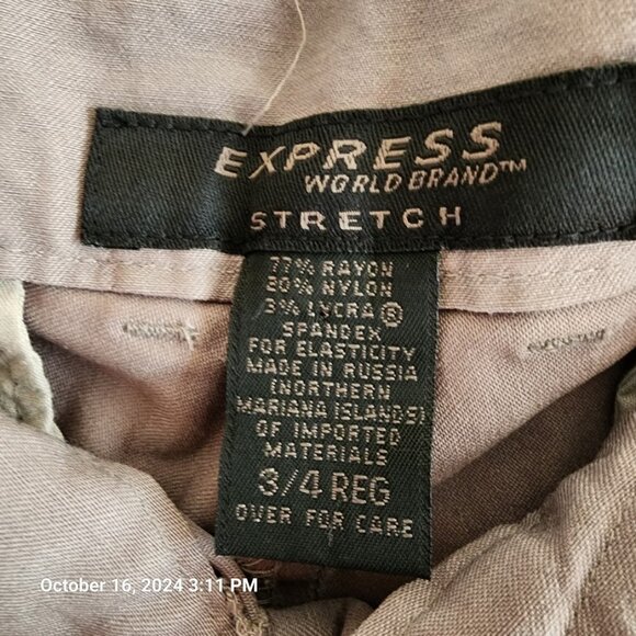 Express World Brand Stretch Dress Pants Womens Size 3/4 Reg Hook & Loop Pockets - Picture 3 of 10